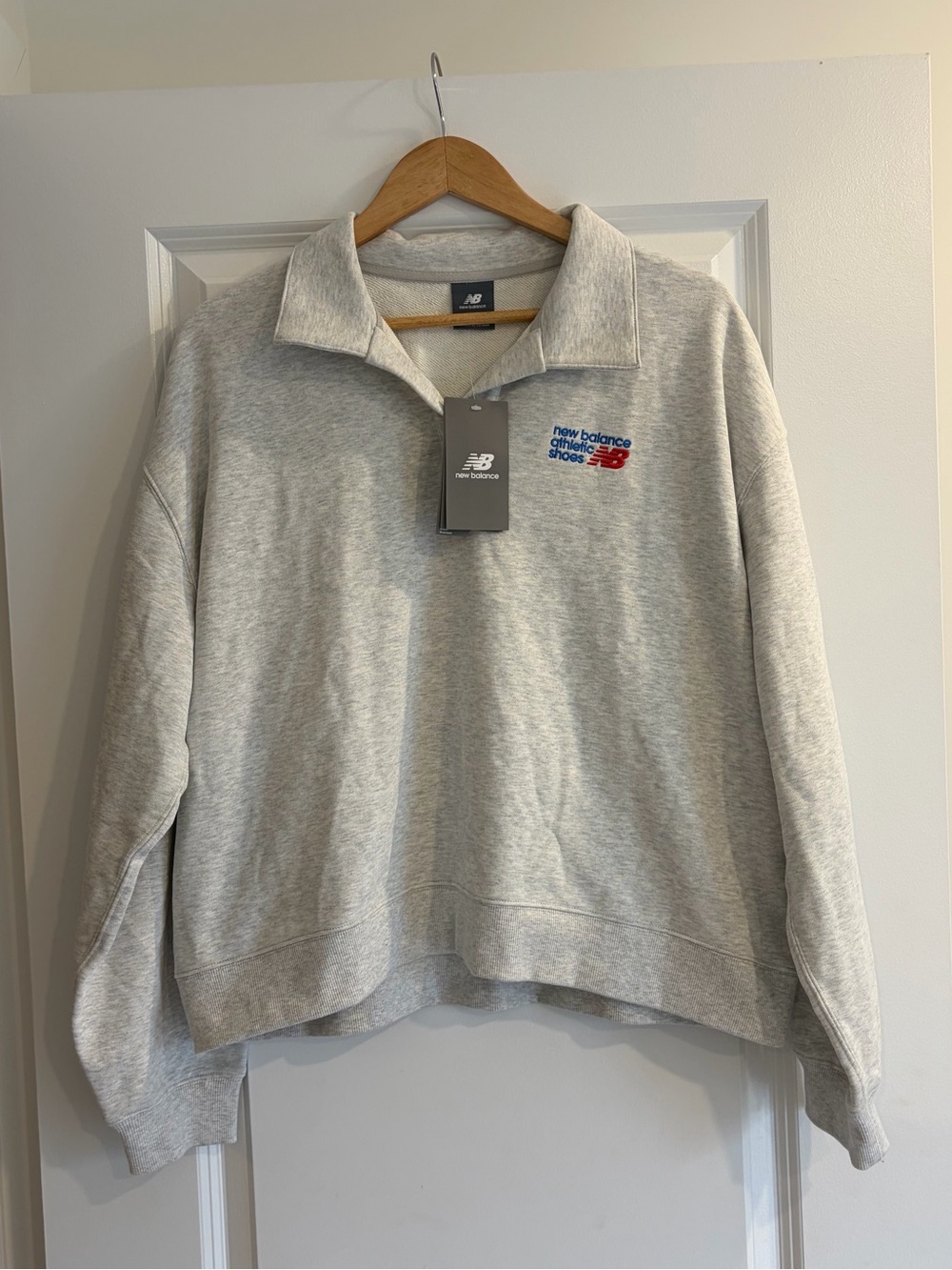 New Balance Light Gray Oversize French Terry Polo Sweatshirt